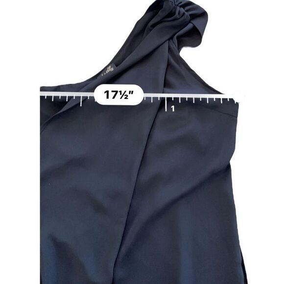 Dee Elly Women's Black One Shoulder Chiffon Asymmetrical Mini Dress Size Large - Picture 6 of 6
